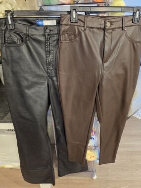 Old Navy Faux Leather Pants - Black & Brown Pair